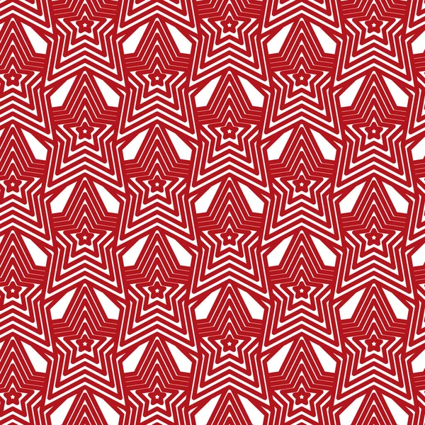 Vector Illustration Seamless Geometric Pattern Red Repeating Stars Overlay New — Stock Vector