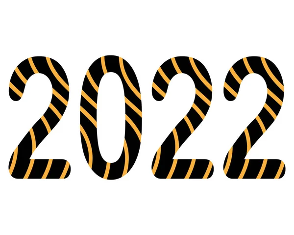 矢量插图 新年卡片 编号2022 老虎色 — 图库矢量图片