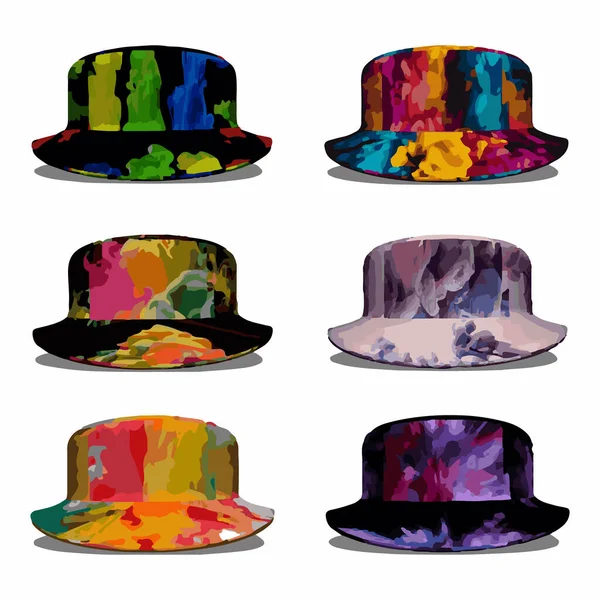 Illustrazione Vettoriale Serie Cappelli Dipinti Con Acquerelli Colorati Design Moderno — Vettoriale Stock
