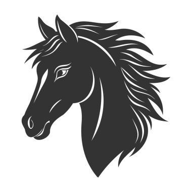 At kafası silueti. At soyut simgesi logosu. Görüntü.