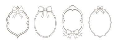 Zarif yay çerçeve koleksiyonu. Fiyonklu klasik çiftleşme çerçeveleri. Görüntü.