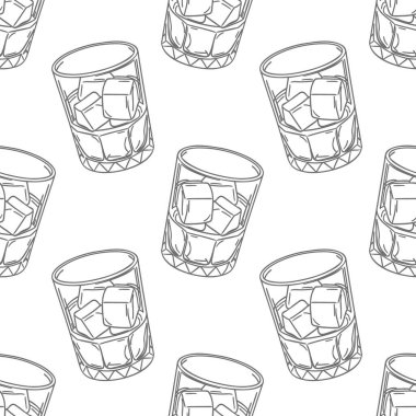 Buzlu viski bardaklarının kusursuz çizimi..