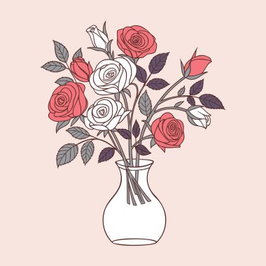 Cam bir vazoda zarif bir gül buketi. Çiçek buketi. Görüntü.