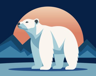 Kutup ayısı, kutup manzarasının arka planına karşı. Görüntü.