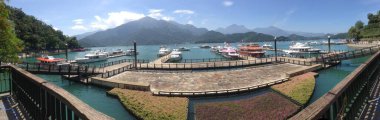 Tayvan 'daki Güneş Ay Gölü' nün panoramik görüntüsü.