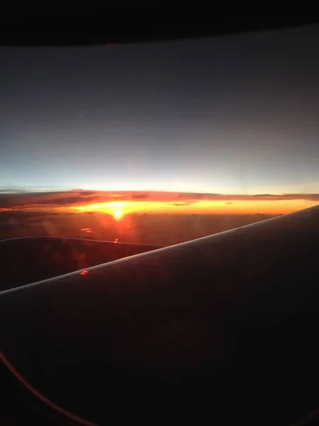 Solnedgångshorisont Tagen Från Ett Flygplan — Stockfoto