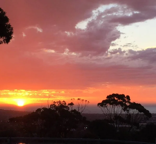 Eldig Kväll Solnedgång Adelaide Australien — Stockfoto