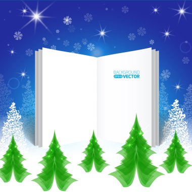 Blank booklet on christmas background clipart