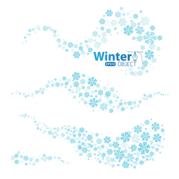 Ensemble abstrait de flocons de neige bleus — Image vectorielle