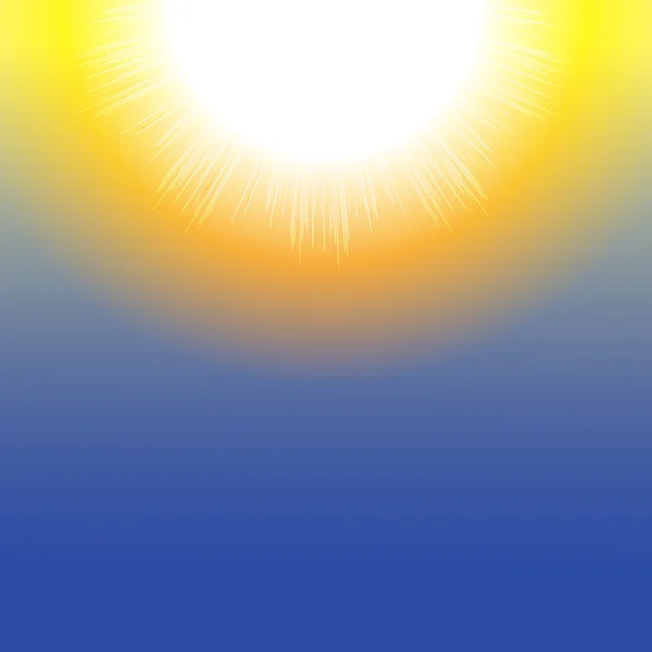 Καυτό ήλιο και τα φωτεινά ακτίνες — Διανυσματικό Αρχείο