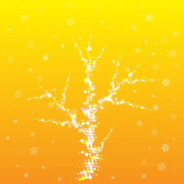 Zimní strom s sněhové vločky — Stockový vektor
