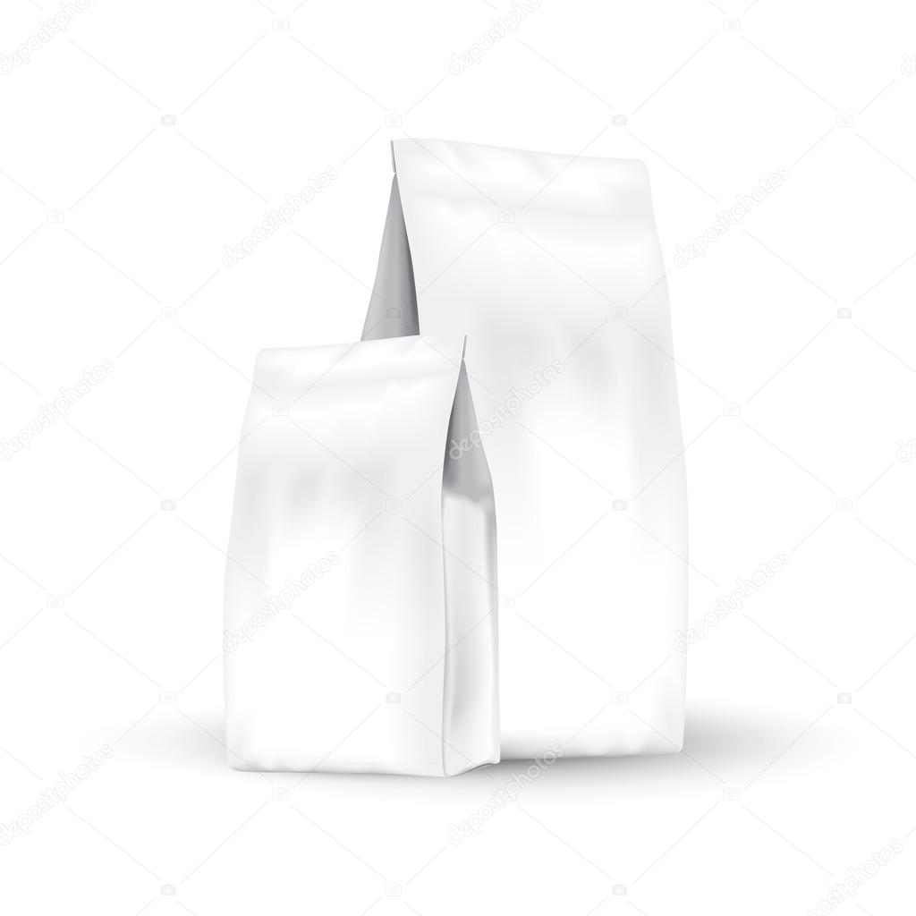Blank white paper bags