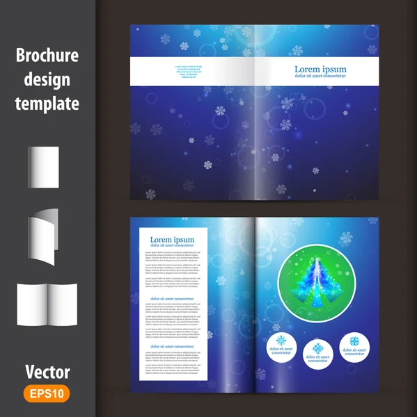 Bright blue christmas booklet template — Stock Vector