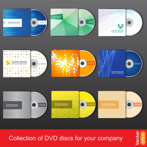 Conjunto de cd ou dvd em caixas — Vetor de Stock