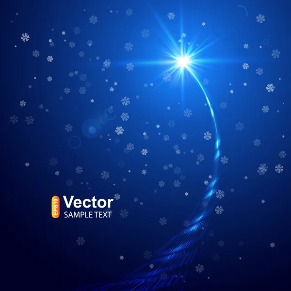 Estrella de Navidad con copos de nieve decorativos — Vector de stock