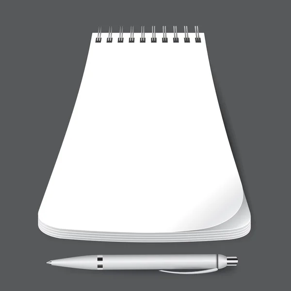 Blank notebook with pen — Stock Vector