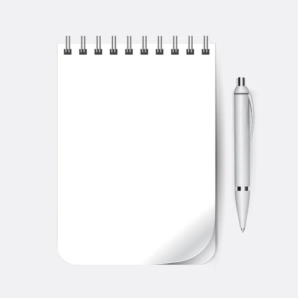 Caderno em branco com caneta — Vetor de Stock