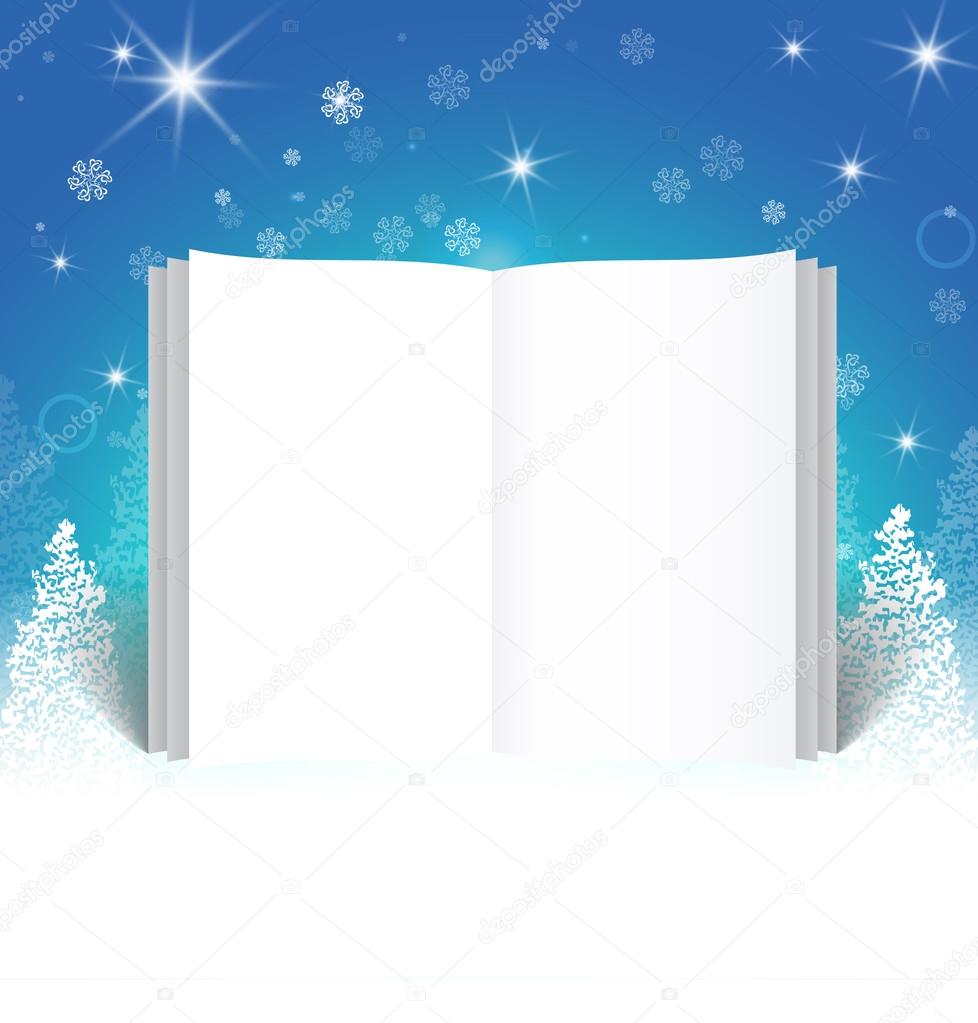 Blank booklet on christmas background