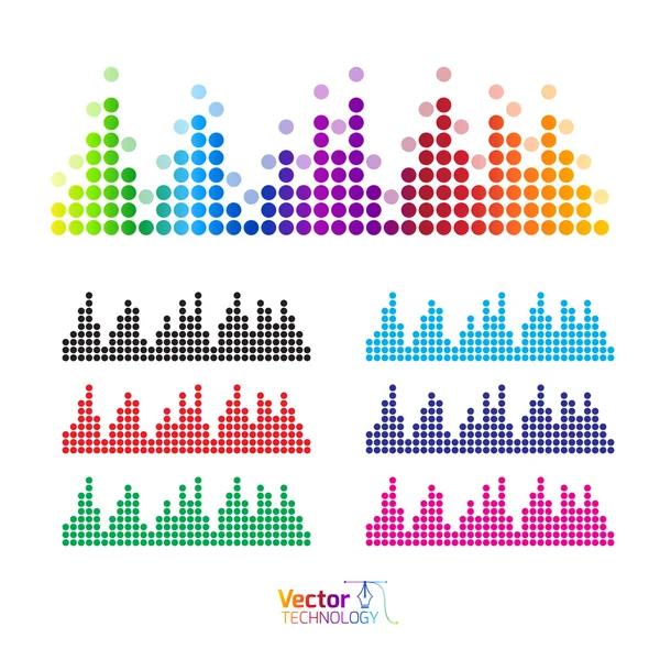 Conjunto de ecualizadores vectoriales coloridos — Vector de stock