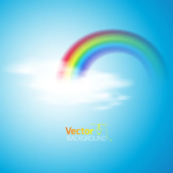 Colorful rainbow with clouds — Stock Vector