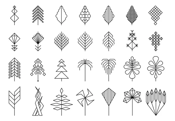 幾何学的な単純な葉や木 — ストックベクタ