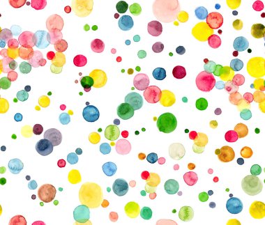 Suluboya arka plan tasarım baloncukları, zarif ve renkli izole kabarcıklar. Modern sanat ve klasik duvar kağıdı, tekstil, güzel noktalar, polka noktalar, kaplamak ve boyamak için renkli noktalar