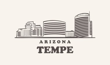 Tempe Skyline, Arizona çizilmiş skeç