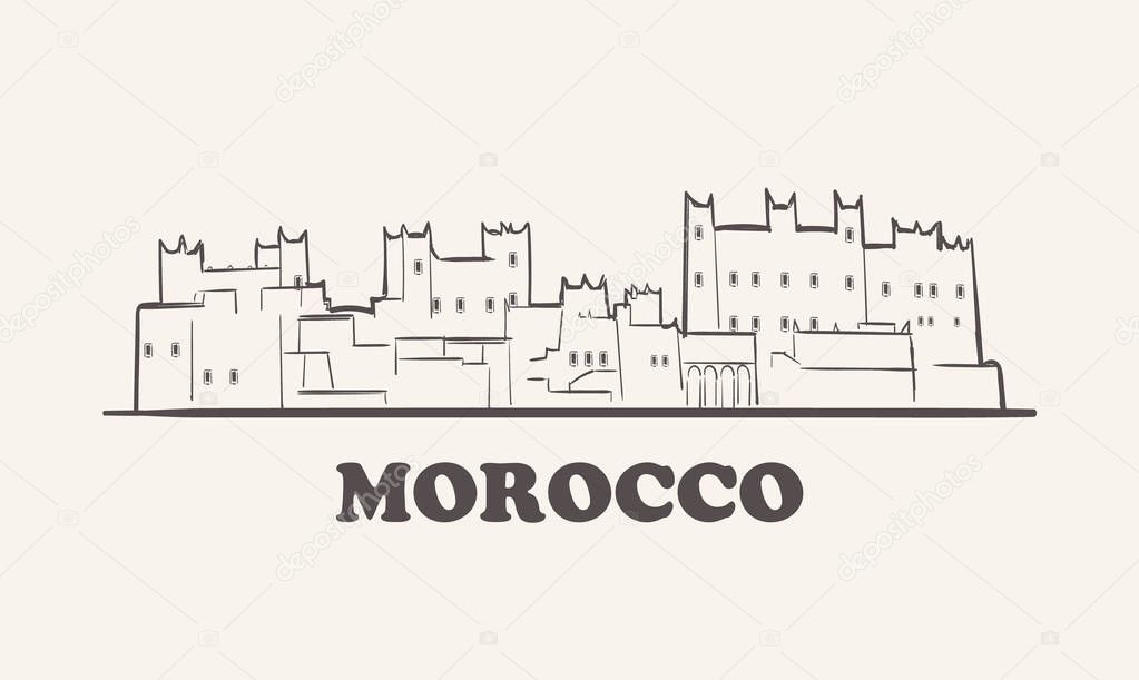Morocco skyline, hand drawn sketch