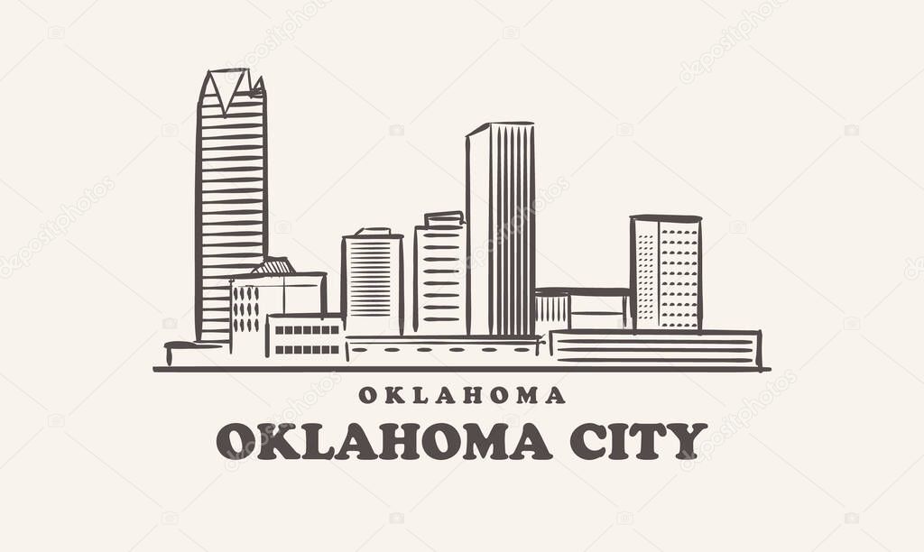 Oklahoma City skyline, oklahoma sketch