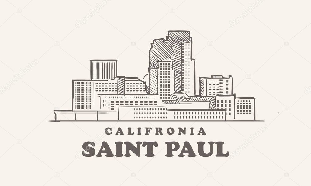 Saint Paul skyline, california drawn sketch