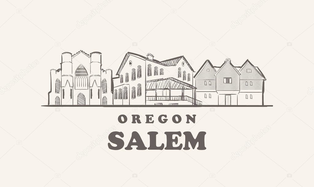 Salem skyline, oregon drawn sketch