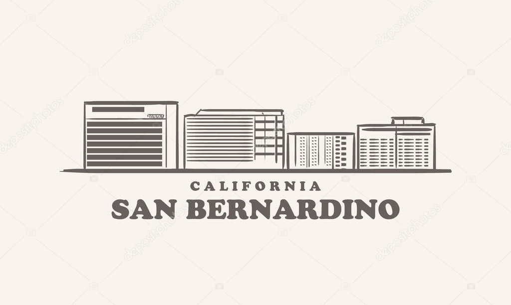 San Bernardino skyline, california drawn