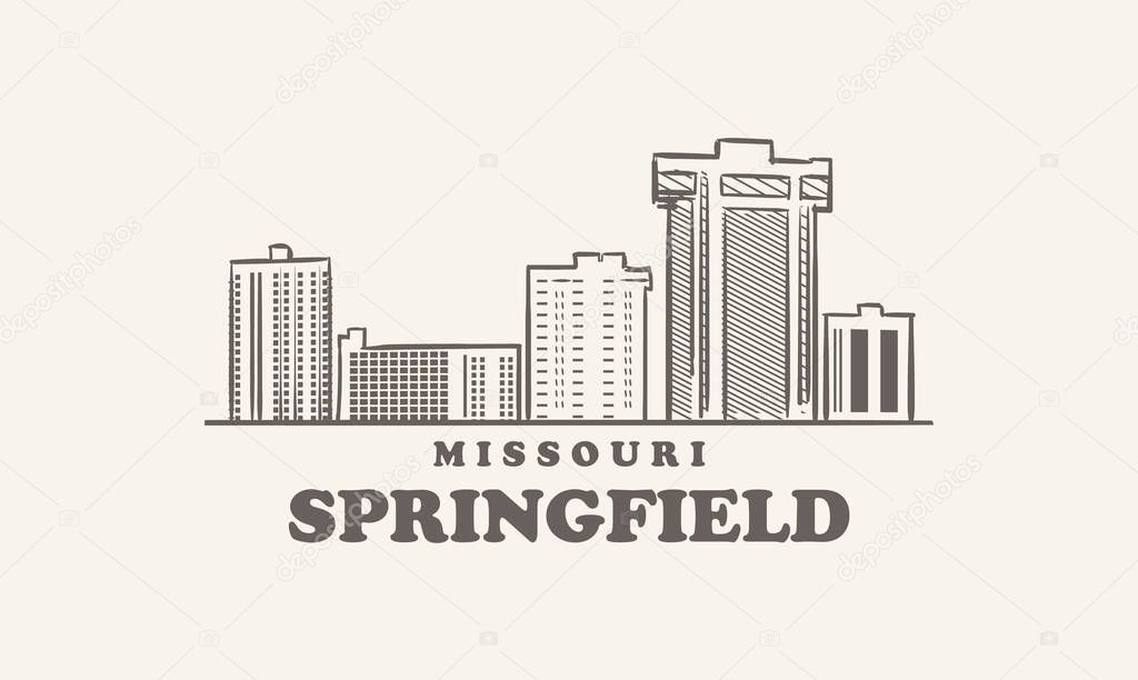 Springfield skyline, missouri drawn sketch