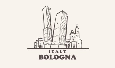 Bologna cityscape sketch hand drawn ,italy vector clipart