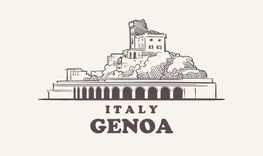 Ceneviz şehri çizimi el çizimi, italyan vektörü