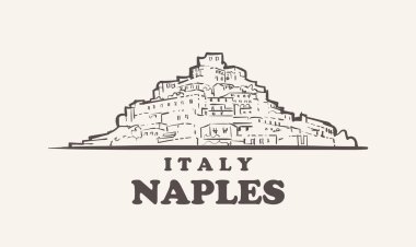 Naples cityscape sketch hand drawn ,italy vector illustration clipart