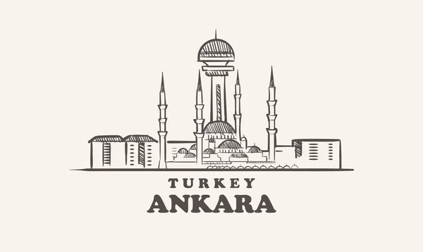 Ankara Şehir Merkezi Çizimi Türkiye Vektör Illüstrasyonu — Stok Vektör