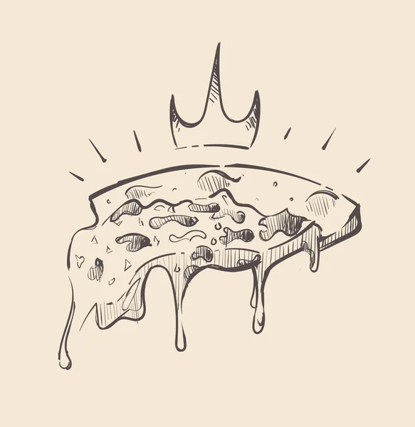 Королевский Кусок Пиццы Висящим Кусочком Сыра — стоковый вектор