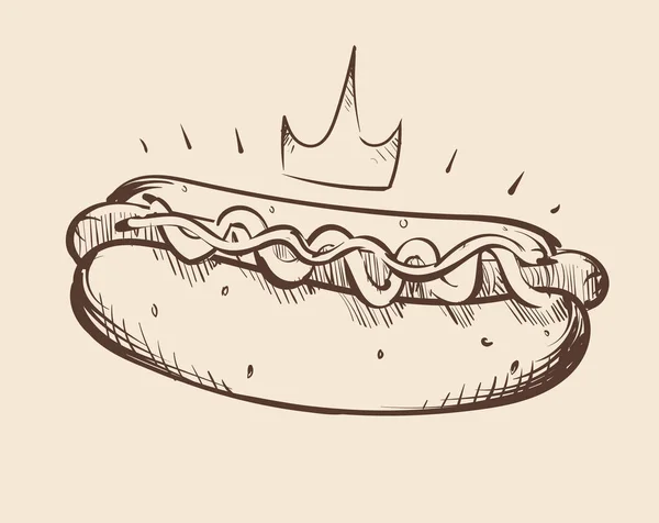 Big Royal Hot Dog Mustard Sketch Vector — Stock Vector
