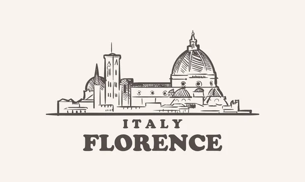 佛罗伦萨城市景观草图手绘 意大利矢量 — 图库矢量图片