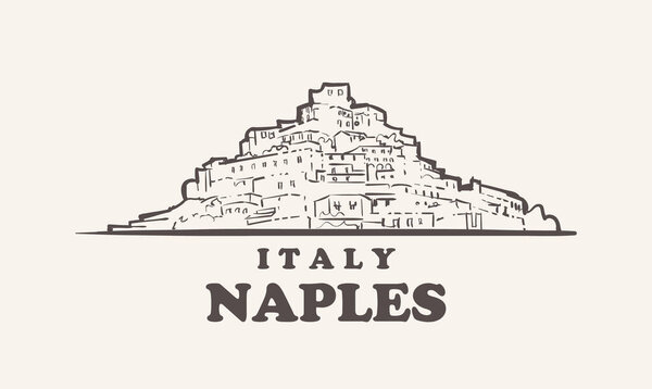 Naples cityscape sketch hand drawn ,italy vector illustration