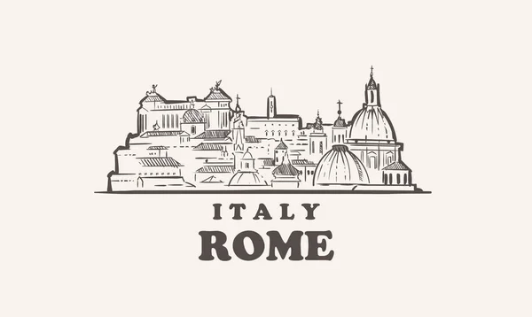 Rome stadsgezicht schets hand getekend, Italië vector illustratie — Stockvector