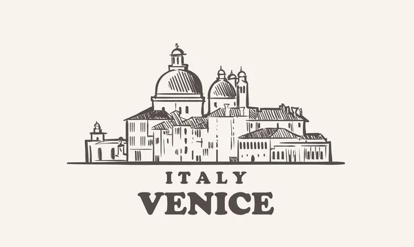 Venice cityscape sketch hand drawn ,italy vector illustration — Stock Vector