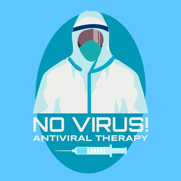 Κανένας ιός Προληπτική θεραπεία με ένα γιατρό σε μια χημική στολή, διανυσματική απεικόνιση — Διανυσματικό Αρχείο