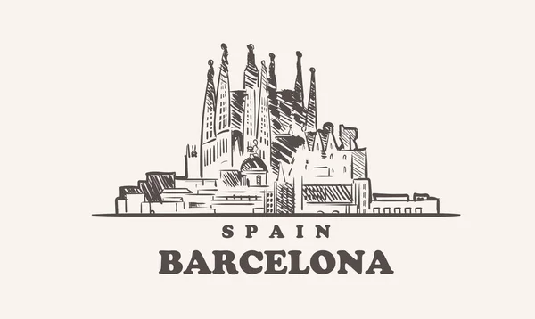 Barcelona Skizziert Skyline Illustration Von Barcelonavector — Stockvektor