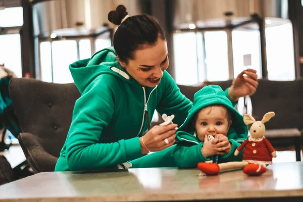 young mom with baby. happy family, mom with daughter