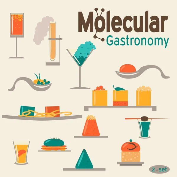 Moleculaire gastronomie set 2. — Stockvector