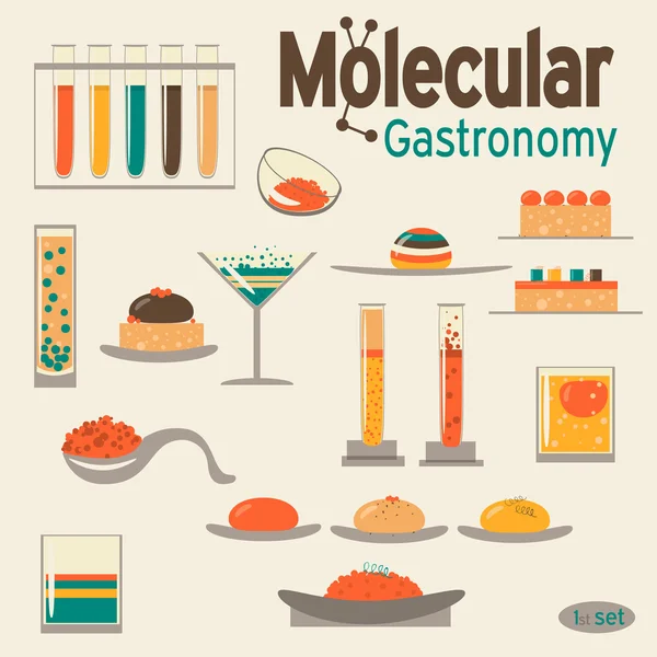 Ensemble gastronomie moléculaire . — Image vectorielle