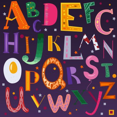 Çocukça alfabe illüstrasyon.