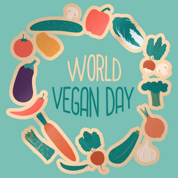 Día Mundial del Vegano vector ilustración . — Vector de stock